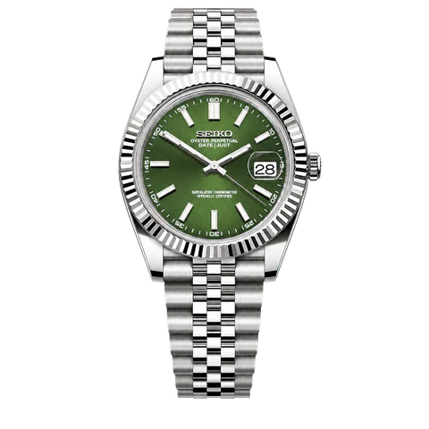 Seiko Mod Datejust green sunburst dial