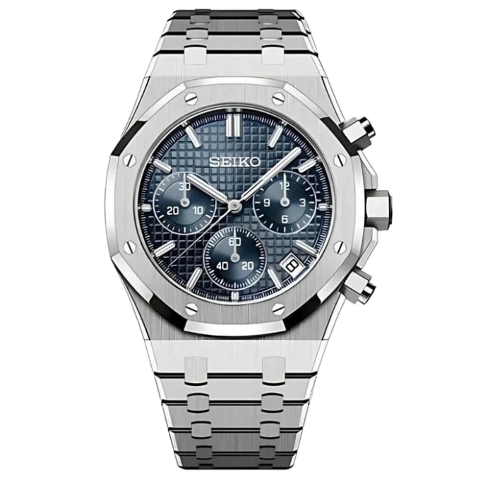 Seiko Mod Royal Oak blue chronograph